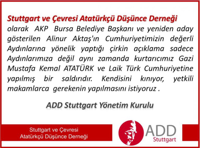 AKP Bursa Belediye Başkanı Alinur Aktaş`ı kınıyoruz.