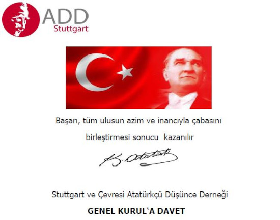 Stuttgart ve Çevresi Atatürkçü Düşünce Derneği GENEL KURUL‘A DAVET